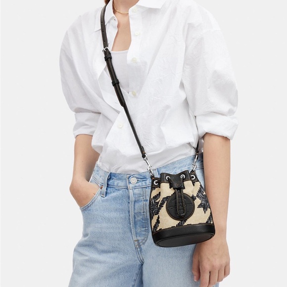 Coach Mini Dempsey Bucket Bag With Houndstooth Print And Patch - Picture 6 of 8